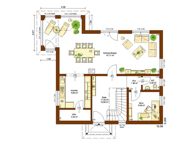 Fertighaus CLOU 157 Walmdach von RENSCH-HAUS Schlüsselfertig ab 428646€, Stadtvilla Grundriss 1