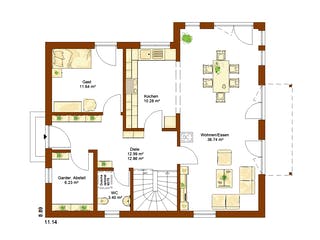 Fertighaus CLOU 159 von RENSCH-HAUS Schlüsselfertig ab 412568€, Satteldach-Klassiker Grundriss 1