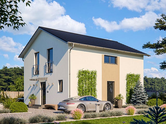 Fertighaus Life 134 von RENSCH-HAUS Schlüsselfertig ab 374668€, Satteldach-Klassiker Außenansicht 2