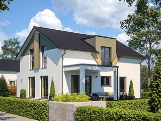 Fertighaus Life 156 von RENSCH-HAUS Schlüsselfertig ab 412925€, Satteldach-Klassiker Außenansicht 2