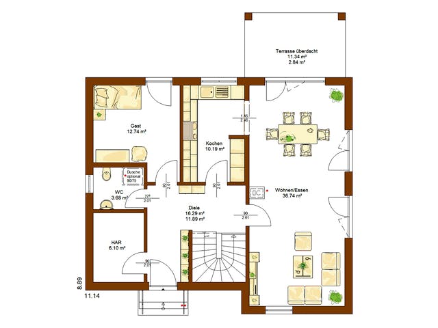 Fertighaus Life 156 von RENSCH-HAUS Schlüsselfertig ab 412925€, Satteldach-Klassiker Grundriss 1