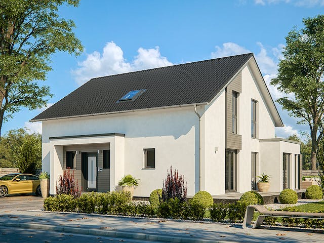 Fertighaus Life 158 von RENSCH-HAUS Schlüsselfertig ab 419488€, Satteldach-Klassiker Außenansicht 2