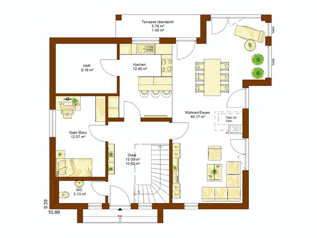 Fertighaus Life 158 von RENSCH-HAUS Schlüsselfertig ab 419488€, Satteldach-Klassiker Grundriss 1