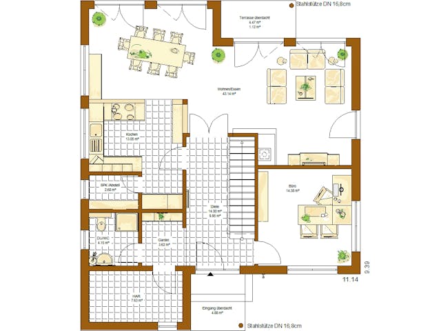 Fertighaus MH Avenio von RENSCH-HAUS, Pultdachhaus Grundriss 1