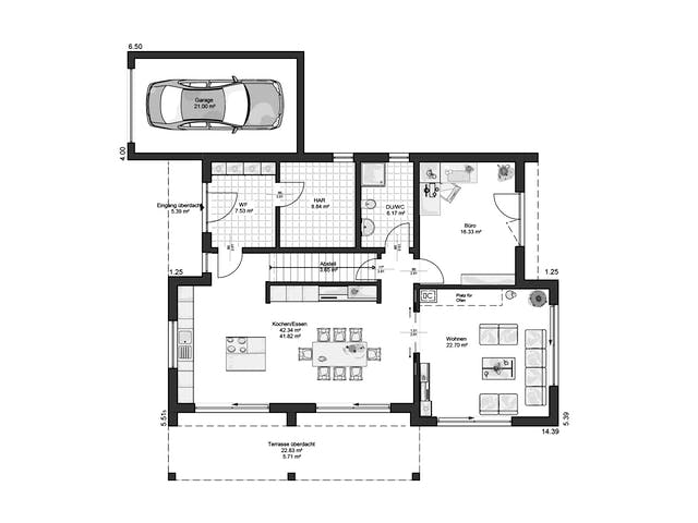 Fertighaus Einfamilienhaus Toronto von RENSCH-HAUS, Cubushaus Grundriss 1