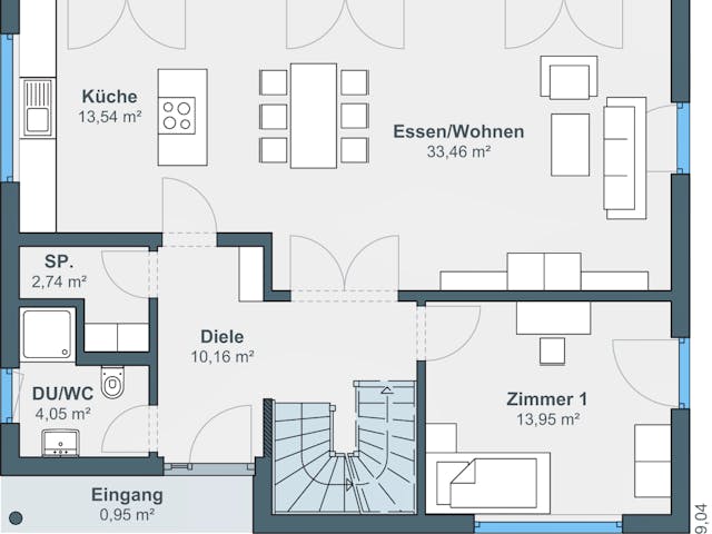 Fertighaus Ausstellungshaus Rheinau-Linx generation5.5 200 von WeberHaus Schlüsselfertig ab 423000€, Pultdachhaus Grundriss 1