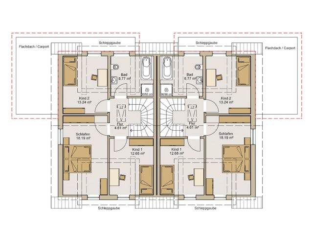 Fertighaus Doppelhaushälfte 38-119-125 von Rheno-HausBau Schlüsselfertig ab 371740€, Satteldach-Klassiker Grundriss 2