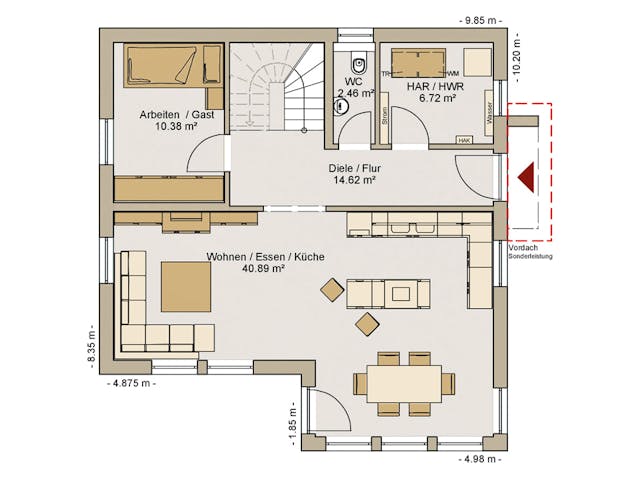 Fertighaus EFH 38-138-125 von Rheno-HausBau Schlüsselfertig ab 365468€, Satteldach-Klassiker Grundriss 1