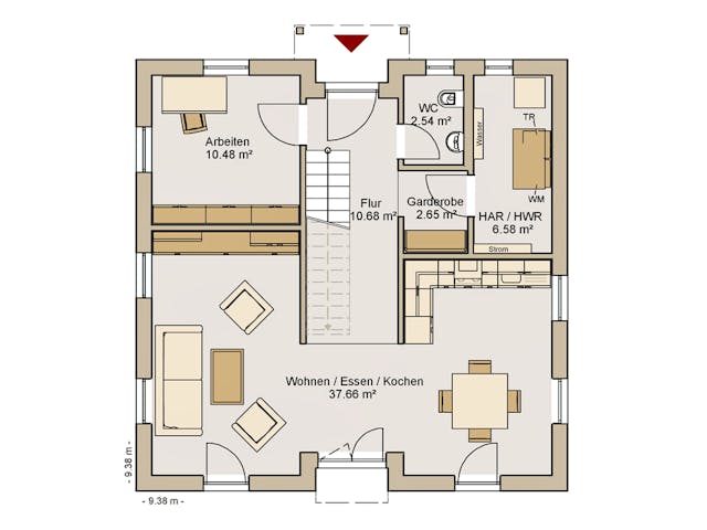 Fertighaus Stadtvilla 18-140 von Rheno-HausBau Schlüsselfertig ab 424080€, Stadtvilla Grundriss 1