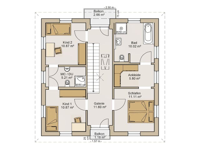 Fertighaus Stadtvilla 18-140 von Rheno-HausBau Schlüsselfertig ab 424080€, Stadtvilla Grundriss 2