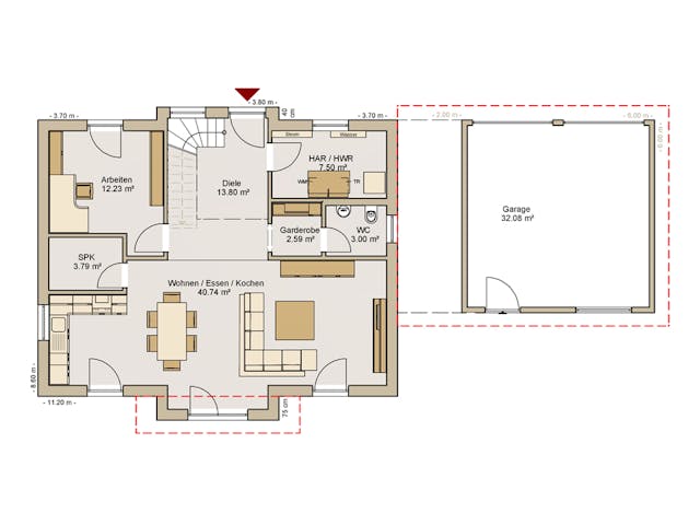 Fertighaus Stadtvilla 22-157 von Rheno-HausBau Schlüsselfertig ab 432755€, Stadtvilla Grundriss 1