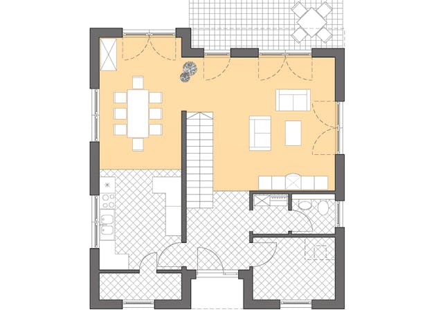 Massivhaus Cubatur 155 von ROTH MASSIVHAUS Schlüsselfertig ab 375300€, Cubushaus Grundriss 1