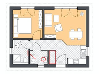 Massivhaus Minimassiv-Haus Hiddensee von ROTH-MASSIVHAUS Schlüsselfertig ab 180700€, Bungalow Grundriss 1