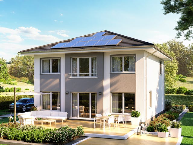 Massivhaus Stadtvilla Modena von ROTH MASSIVHAUS Schlüsselfertig ab 365300€, Stadtvilla Außenansicht 1