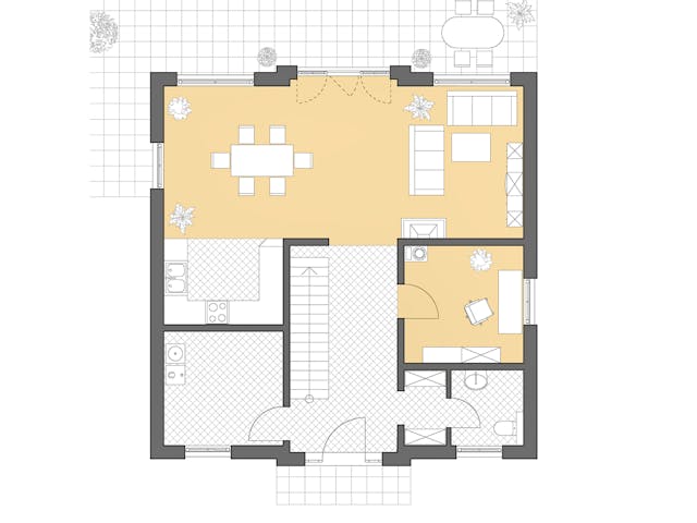 Massivhaus Stadtvilla Modena von ROTH MASSIVHAUS Schlüsselfertig ab 365300€, Stadtvilla Grundriss 1