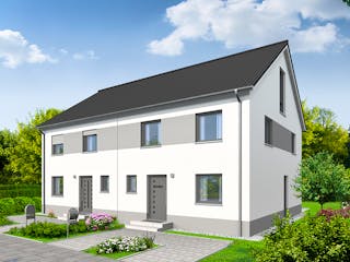 Massivhaus Quadriga II mit DG von R+S Immobilien Schlüsselfertig ab 389000€, Satteldach-Klassiker Außenansicht 1