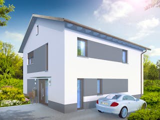 Massivhaus Jasmin von R+S Immobilien Schlüsselfertig ab 455000€, Satteldach-Klassiker Außenansicht 2