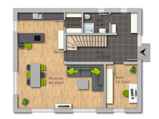 Massivhaus Jasmin von R+S Immobilien Schlüsselfertig ab 455000€, Satteldach-Klassiker Grundriss 1