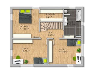 Massivhaus Jasmin von R+S Immobilien Schlüsselfertig ab 455000€, Satteldach-Klassiker Grundriss 2