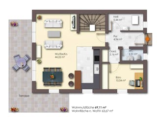 Massivhaus Laura Vita Line von R+S Immobilien Schlüsselfertig ab 349000€, Satteldach-Klassiker Grundriss 3
