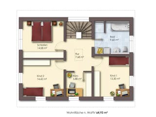 Massivhaus Laura Vita Line von R+S Immobilien Schlüsselfertig ab 349000€, Satteldach-Klassiker Grundriss 6