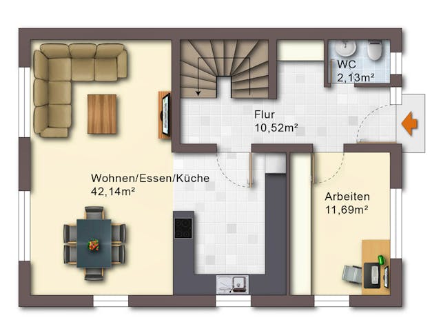 Massivhaus Laura von R+S Immobilien Schlüsselfertig ab 399000€, Stadtvilla Grundriss 1