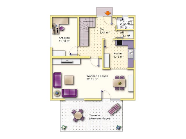Massivhaus Silva von R+S Immobilien Schlüsselfertig ab 426000€, Satteldach-Klassiker Grundriss 1