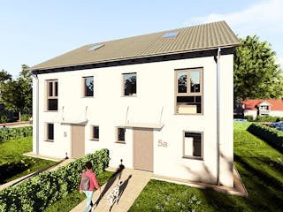 Massivhaus Doppelhaus 1 von SAALE-Haus, Satteldach-Klassiker Außenansicht 2