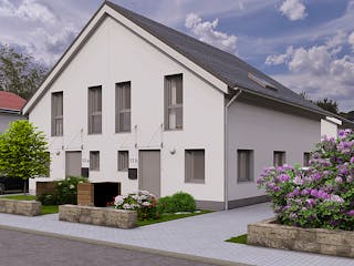 Massivhaus Doppelhaus 2 von SAALE-Haus, Satteldach-Klassiker Außenansicht 2