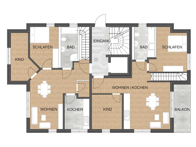 Massivhaus Mehrfamilienhaus von SAALE-Haus, Stadtvilla Grundriss 1