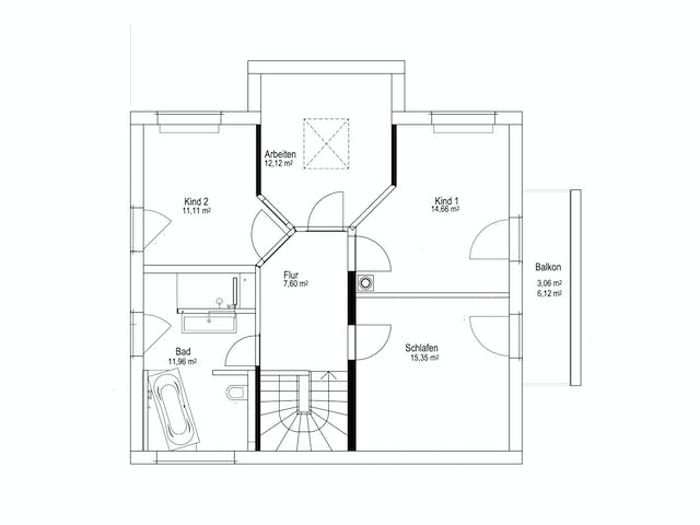 Fertighaus Satteldach Landhaus 143 von LUXHAUS, Satteldach-Klassiker Grundriss 2