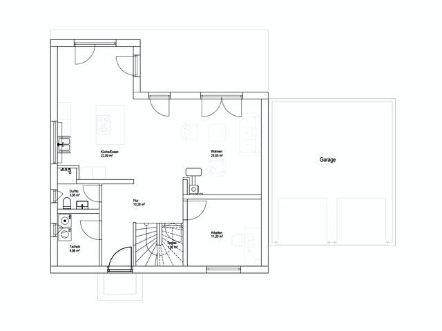 Fertighaus Satteldach Landhaus 151 von LUXHAUS, Satteldach-Klassiker Grundriss 1