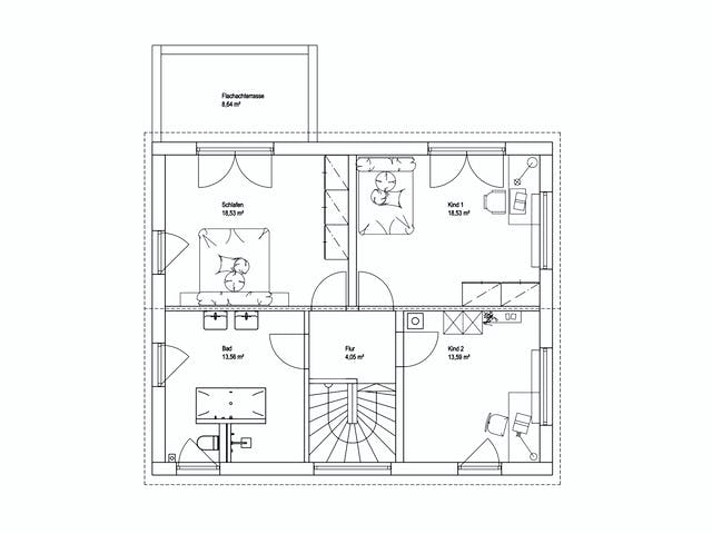 Fertighaus Satteldach Landhaus 151 von LUXHAUS, Satteldach-Klassiker Grundriss 2