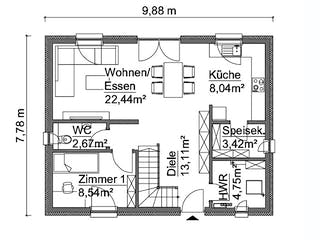 Fertighaus SH 122 - VAR. C1 von ScanHaus Marlow, Satteldach-Klassiker Grundriss 1