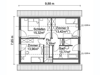 Fertighaus SH 122 - VAR. C1 von ScanHaus Marlow, Satteldach-Klassiker Grundriss 2