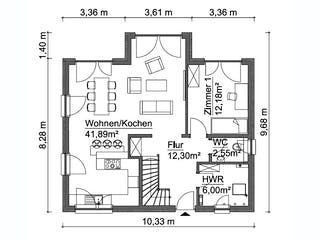 Fertighaus SH 150 FS von ScanHaus Marlow, Satteldach-Klassiker Grundriss 1