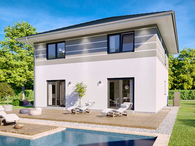 Fertighaus SH 155 S - VAR. A von ScanHaus Marlow, Stadtvilla Außenansicht 1