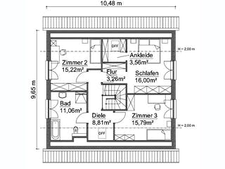 Fertighaus SH 158 - VAR. A von ScanHaus Marlow, Satteldach-Klassiker Grundriss 2