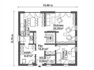 Fertighaus SH 165 Drempel von ScanHaus Marlow, Stadtvilla Grundriss 1
