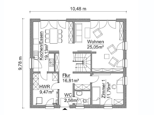 Fertighaus SH 165 Drempel von ScanHaus Marlow, Stadtvilla Grundriss 1 Fertighaus SH 165 Drempel von ScanHaus Marlow, Stadtvilla Grundriss 1