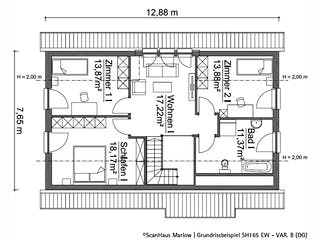Fertighaus SH 165 EW - VAR. B von ScanHaus Marlow, Satteldach-Klassiker Grundriss 2