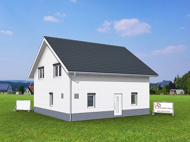Fertighaus Aktionshaus Familie 155 von Scheller-Haus Schlüsselfertig ab 356685€, Satteldach-Klassiker Außenansicht 1