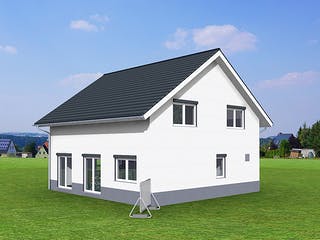 Fertighaus Aktionshaus Familie 155 von Scheller-Haus Schlüsselfertig ab 356685€, Satteldach-Klassiker Außenansicht 4