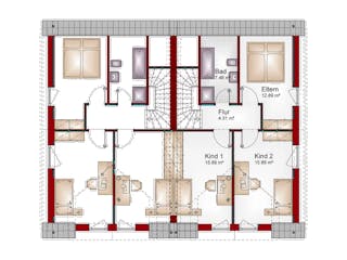 Massivhaus Doppelhaus DUO-Line 2 von Schneider Massivhaus, Satteldach-Klassiker Grundriss 2
