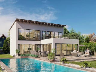 Massivhaus Pultdachhaus Trend-Line 30 von Schneider Massivhaus, Pultdachhaus Außenansicht 1