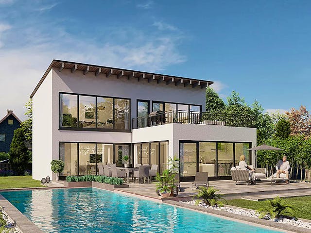 Massivhaus Pultdachhaus Trend-Line 30 von Schneider Massivhaus, Pultdachhaus Außenansicht 1