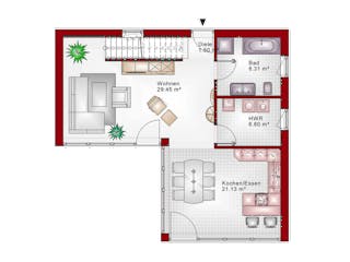 Massivhaus Pultdachhaus Trend-Line 30 von Schneider Massivhaus, Pultdachhaus Grundriss 1
