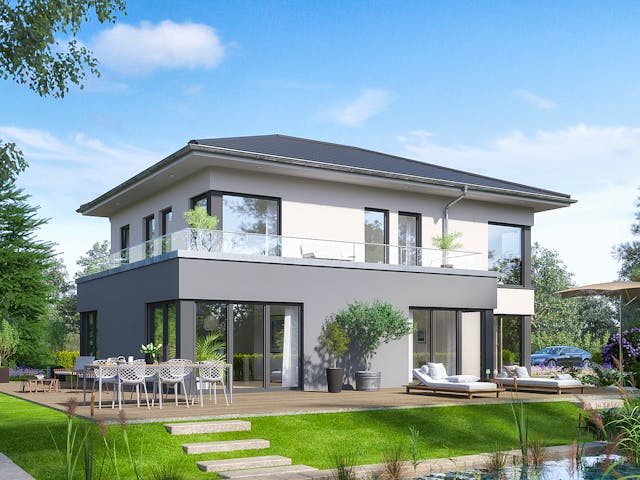 Fertighaus Selection-E-169 E5 von SCHWABENHAUS Schlüsselfertig ab 517478€, Stadtvilla Außenansicht 1