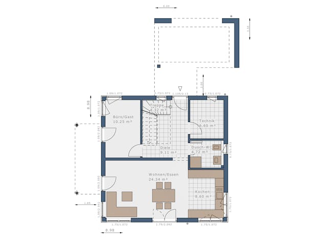 Fertighaus Sensation-E-133 E1 von SCHWABENHAUS Schlüsselfertig ab 343279€, Satteldach-Klassiker Grundriss 1