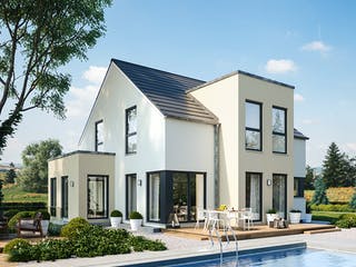 Fertighaus Sensation-E-133 E3 von SCHWABENHAUS Schlüsselfertig ab 343279€, Satteldach-Klassiker Außenansicht 1